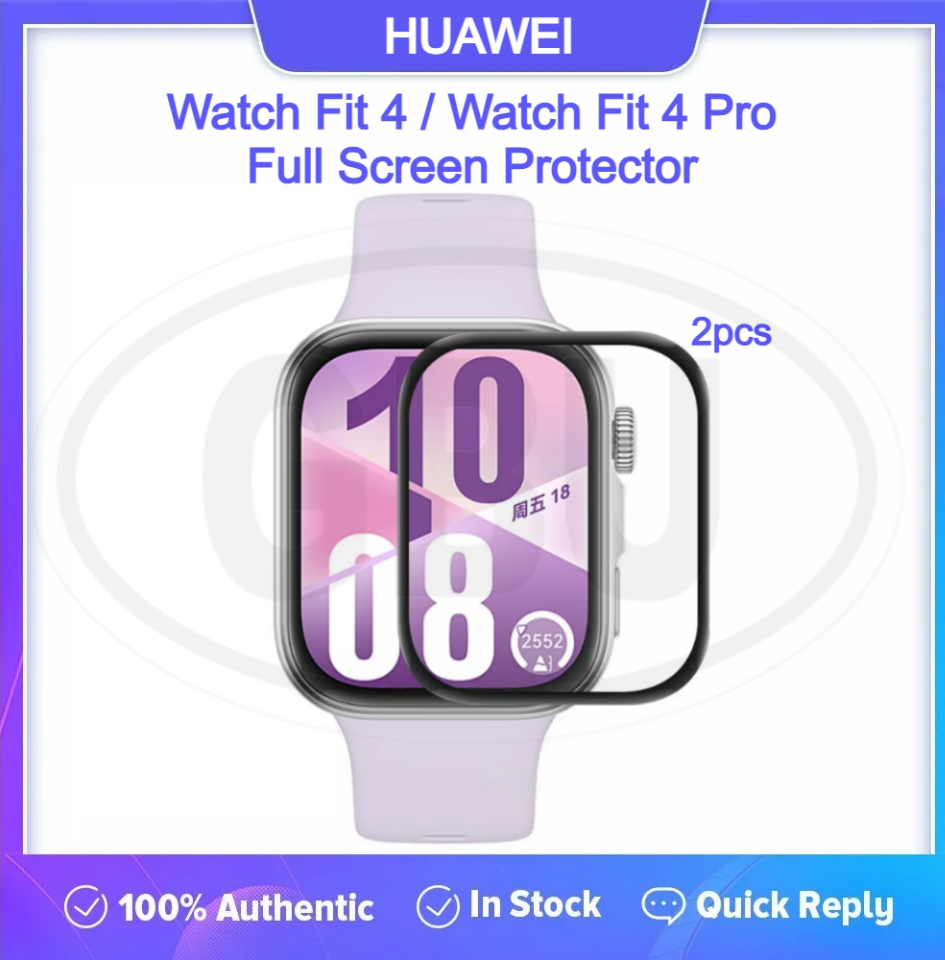 < 2pcs > Huawei Watch Fit 4 / Fit 4 Pro 3D Full Cover Screen Protector / Tempered Glass - Full Screen