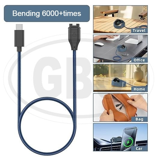 Compatible with Garmin Fenix 5 5S 5X Fenix 6 6S 6X Vivoactive 3 Forerunner 970/ 955 / 570 / 255 / 255s Charging Cable, Data Sync Charging Cable - Charger (NOT ORIGINAL)