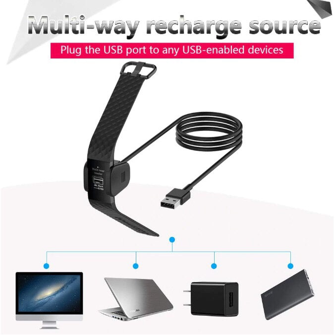 Fitbit Charge 3 Replacement USB Chargers Charging Dock Cables