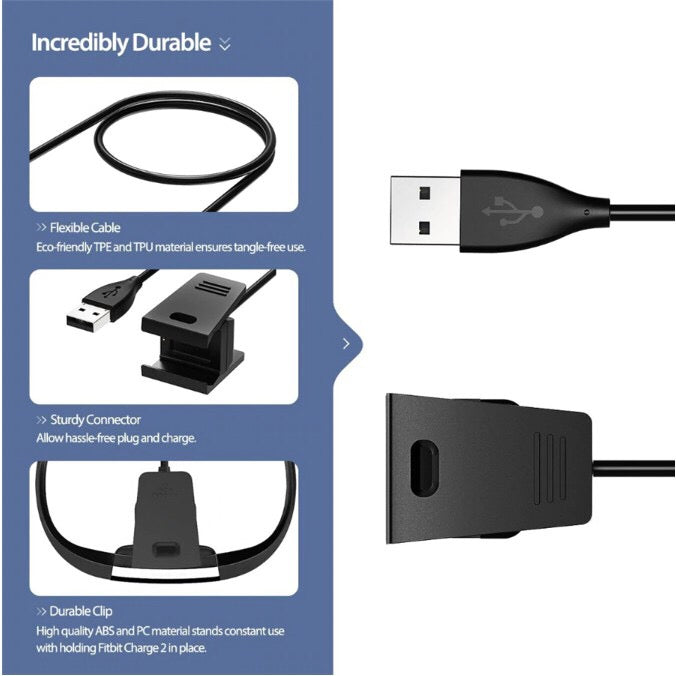 Fitbit Charge 3 Replacement USB Chargers Charging Dock Cables