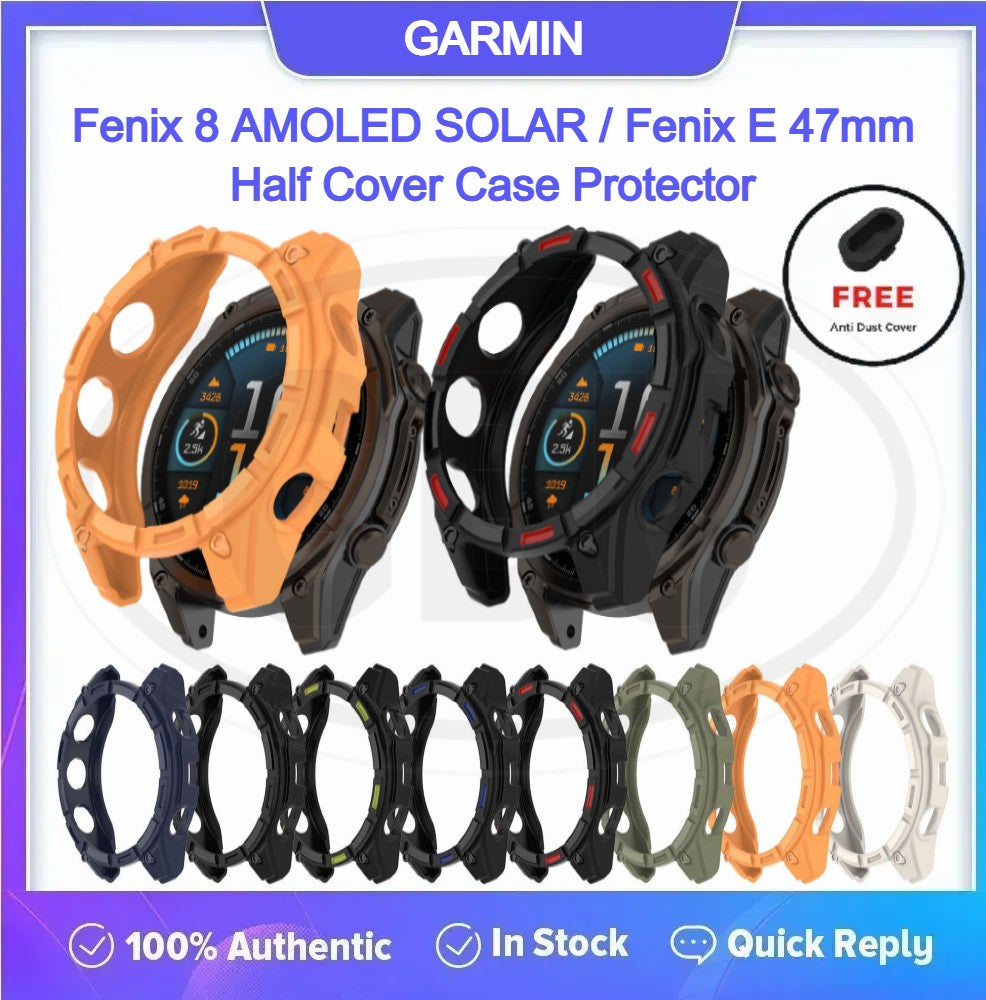 Garmin Fenix E / Fenix 8 Amoled / Fenix 8 Solar / Fenix 8 PU Half Cover Protector Case - No Screen  Anti Dust Cover