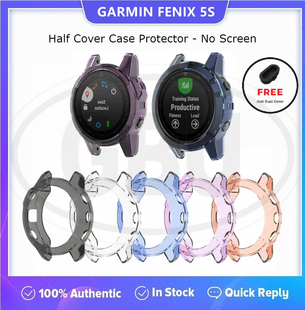 Compatible with Garmin Fenix 5S / 5S Plus TPU Half Cover Protector Case - No Screen (NOT ORIGINAL)
