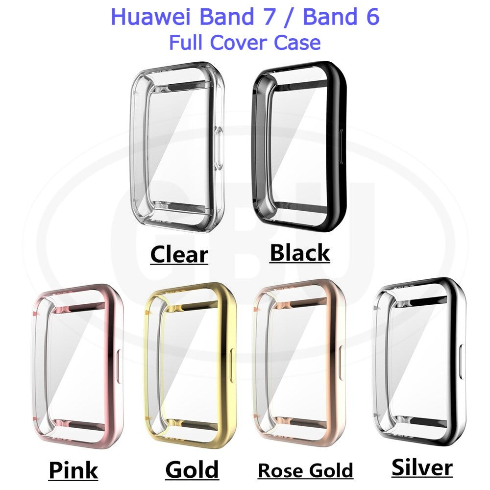 Compatible with Huawei Band 9 / Huawei Band 8 / Huawei Band 7 / Huawei Band 6 Sarung Full TPU Built-in Screen Protector Cover (NOT ORIGINAL)