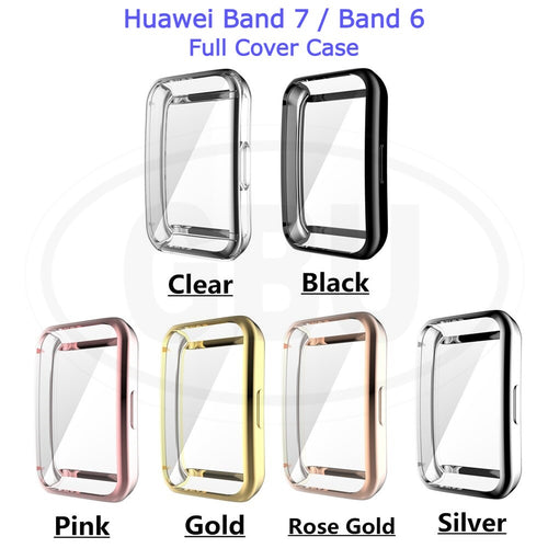 Compatible with Huawei Band 9 / Huawei Band 8 / Huawei Band 7 / Huawei Band 6 Sarung Full TPU Built-in Screen Protector Cover (NOT ORIGINAL)