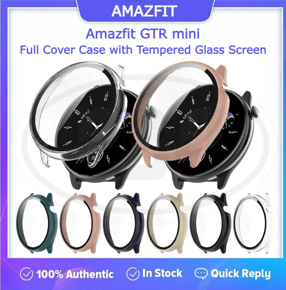 Amazfit GTR Mini 2-in-1 Full Cover Case with Tempered Glass Protector Screen