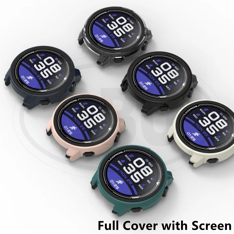 Coros Pace 2 Full Cover Case with Tempered Glass Protector  / Silicone Half Cover Protector Case - No Screen