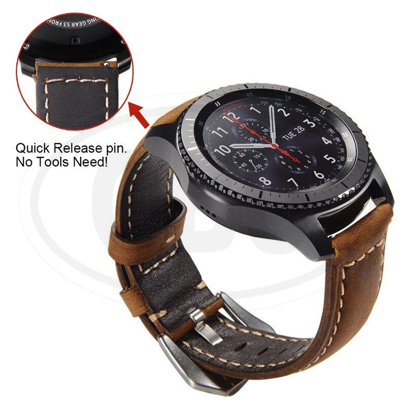 Genuine Leather Watch Band Strap for model Amazfit / Coros / Fossil / Garmin / Huawei / Realme / Samsung / Xiaomi / Mobvoi