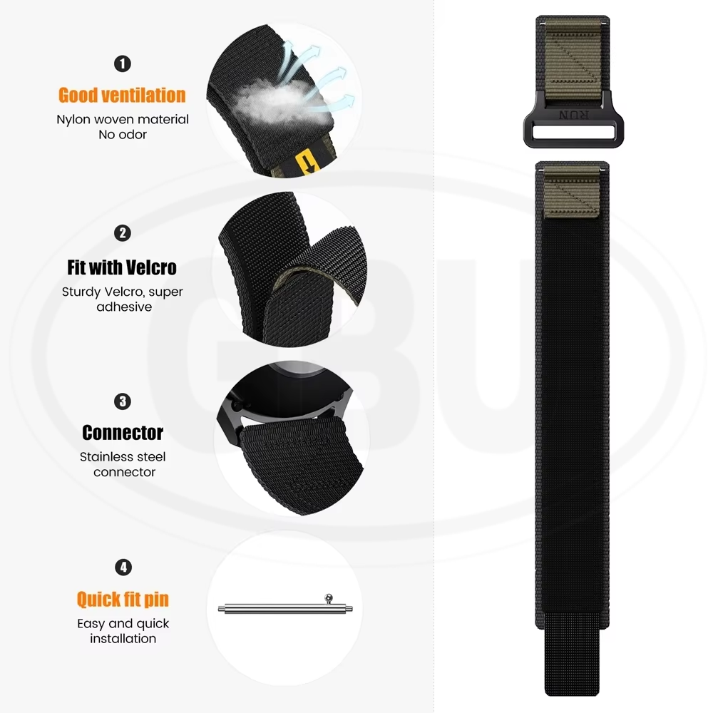 Nylon Watch Band Strap for model Amazfit / Coros / Fossil / Garmin / Huawei / Realme / Samsung / Xiaomi