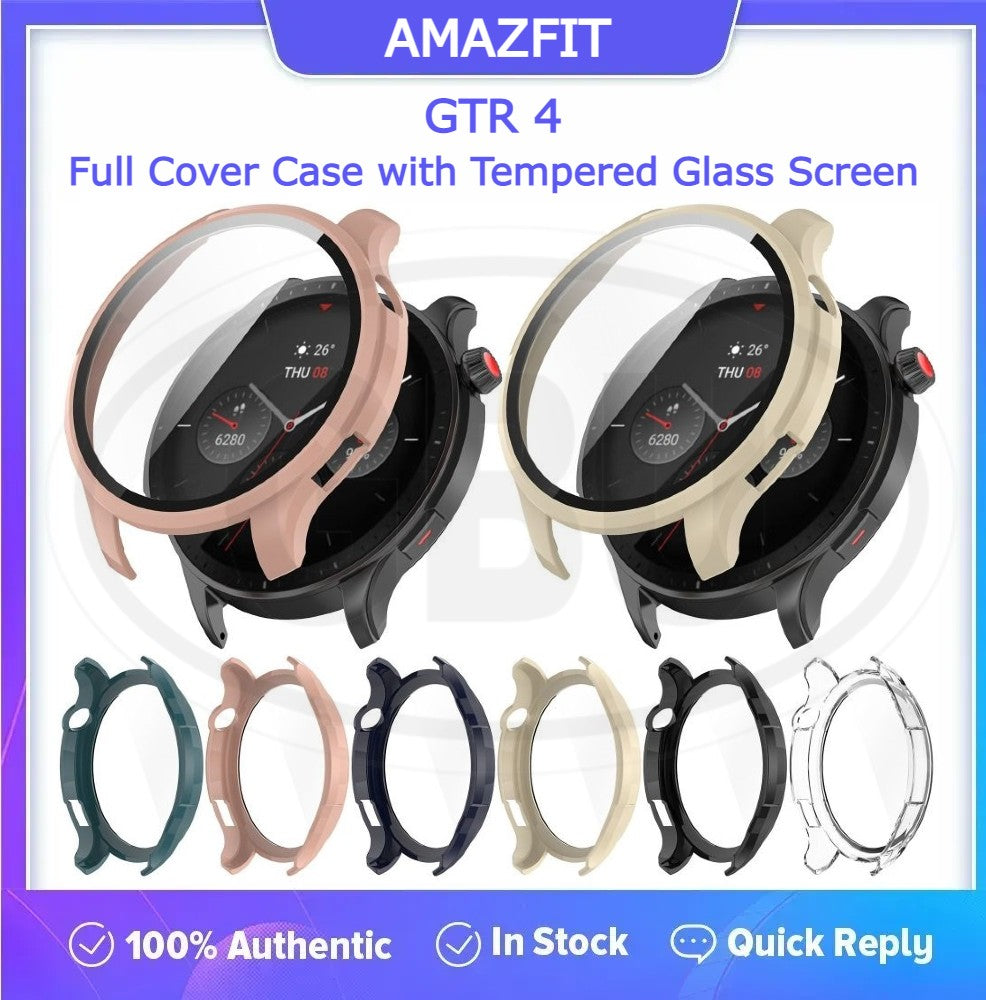 Amazfit GTR 4 / GTR4 2-in-1 Full Cover Case with Tempered Glass Protector Screen