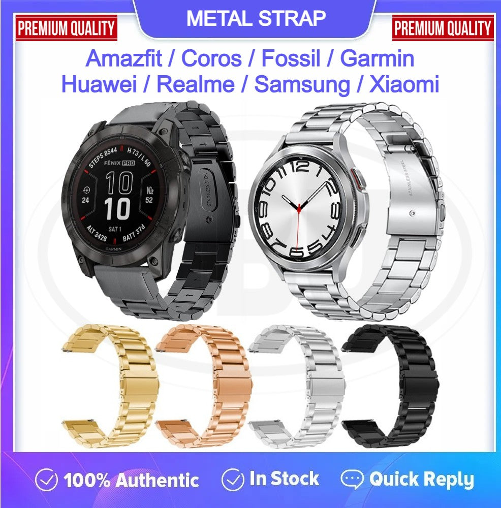 Stainless Steel SUS304 Band Metal Watch Strap for model Amazfit / Coros / Fossil / Garmin / Huawei / Realme / Samsung