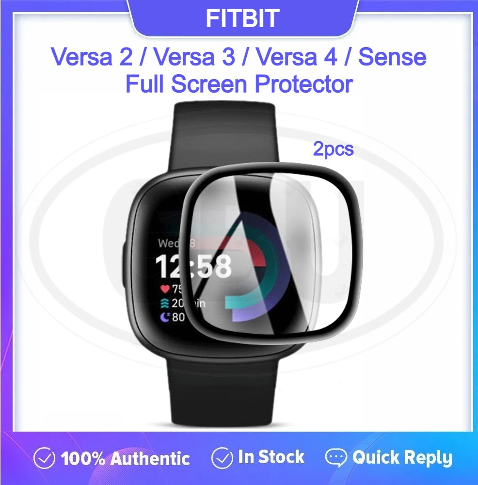 [2pcs] Fitbit Versa 4 / Versa 3 / Versa 2 / Sense 2 / Sense 3D Full Cover Screen Protector - Full Screen