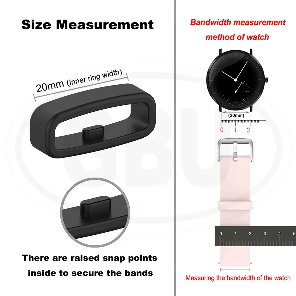 Rubber Silicone Watch Band Strap Ring Loop Holder Watch Strap Keeper Free Loop Strap Loop Keeper - 18mm / 20mm / 22mm