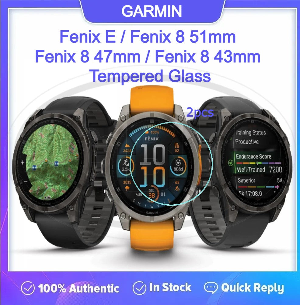 [2pcs] Garmin Fenix E / Fenix 8 Solar 51 47mm / Fenix 8 47 51 43mm Screen Protector HD Tempered Glass