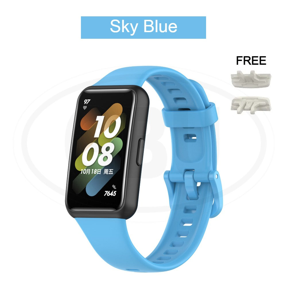 Huawei Band 7 / Huawei Band7 Smart Watch Soft Silicone Replacement Strap Band - Full Color Buckle