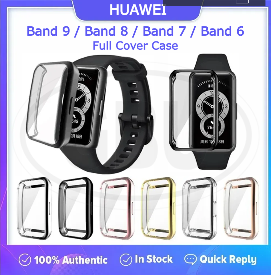 Compatible with Huawei Band 9 / Huawei Band 8 / Huawei Band 7 / Huawei Band 6 Sarung Full TPU Built-in Screen Protector Cover (NOT ORIGINAL)
