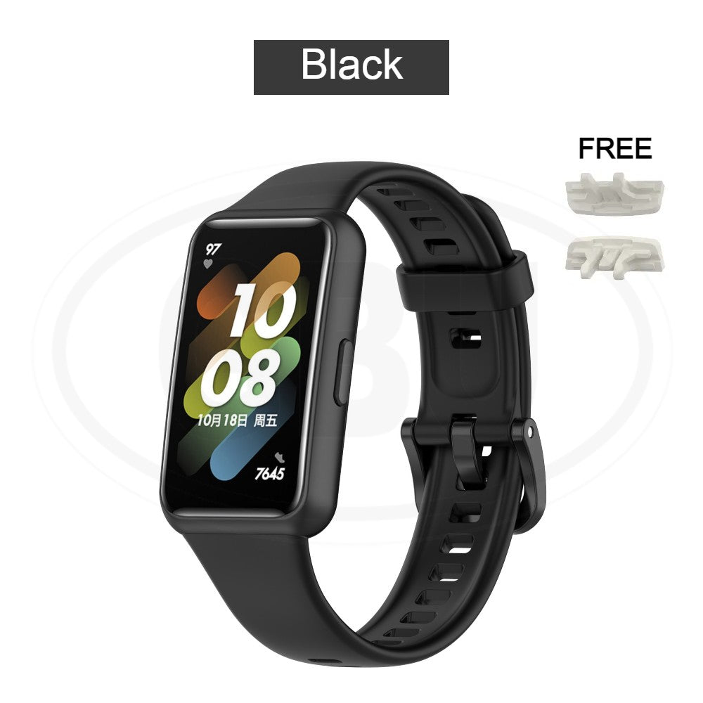 Huawei Band 7 / Huawei Band7 Smart Watch Soft Silicone Replacement Strap Band - Full Color Buckle