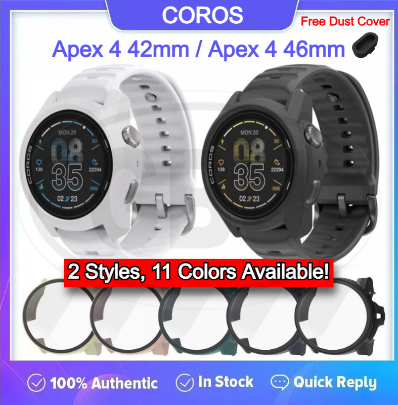 Coros Apex 4 42mm / Apex 4 46mm Sarung Full Built-in Tempered Glass Cover / Sarung Half Silikon - No Screen