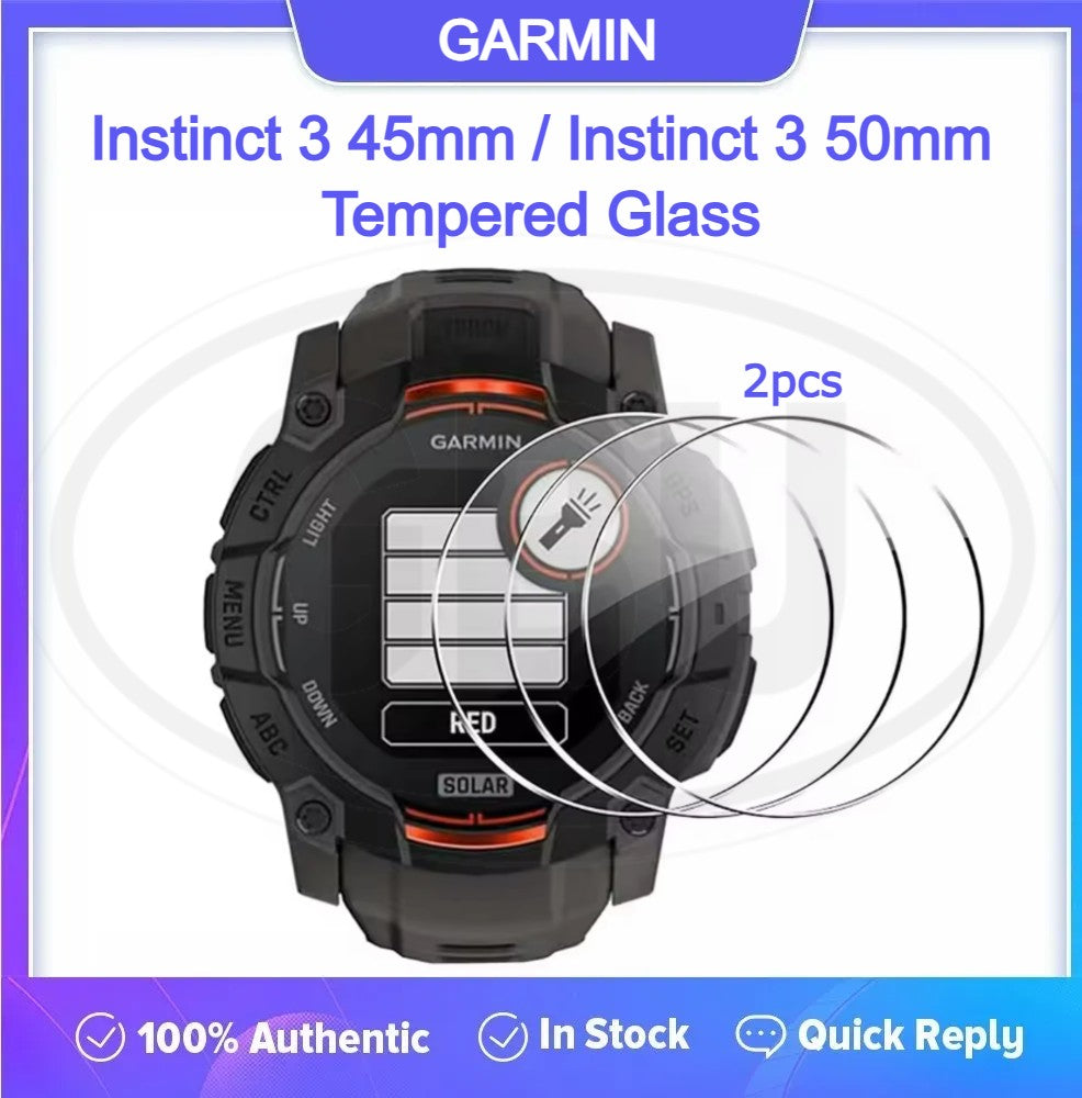 < 2pcs > Garmin Instinct 3 45mm / Instinct 3 50mm Screen Protector HD Tempered Glass