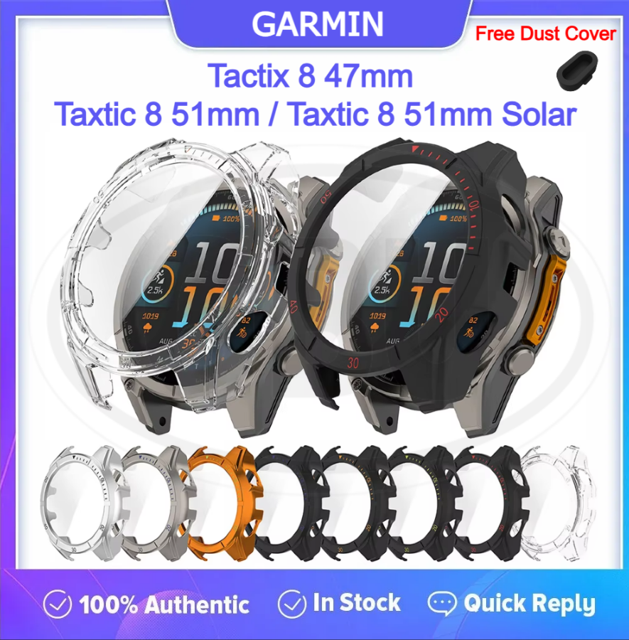 Garmin Tactix 8 47mm / Tactix 8 51mm / Tactix 8 51mm Solar Sarung Full TPU Built-in Screen Protector Cover