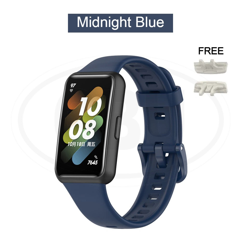 Huawei Band 7 / Huawei Band7 Smart Watch Soft Silicone Replacement Strap Band - Full Color Buckle