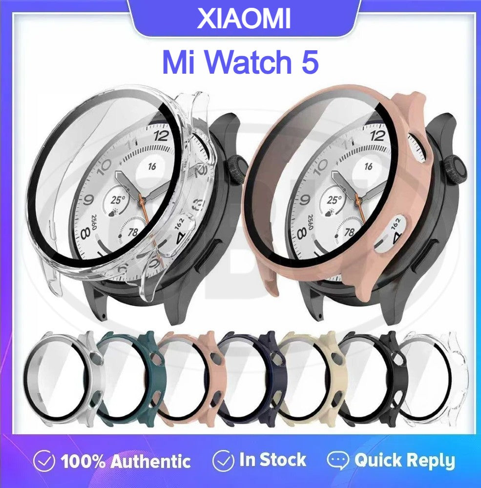Xiaomi Watch 5 / Mi Watch 5 Sarung Full Built-in Tempered Glass Cover