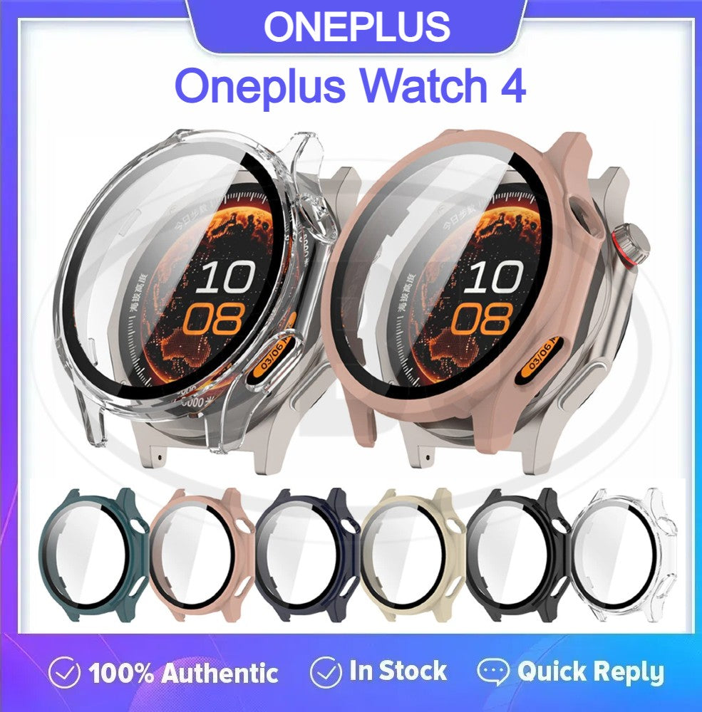 Oneplus Watch 4 Sarung Full Built-in Tempered Glass Cover