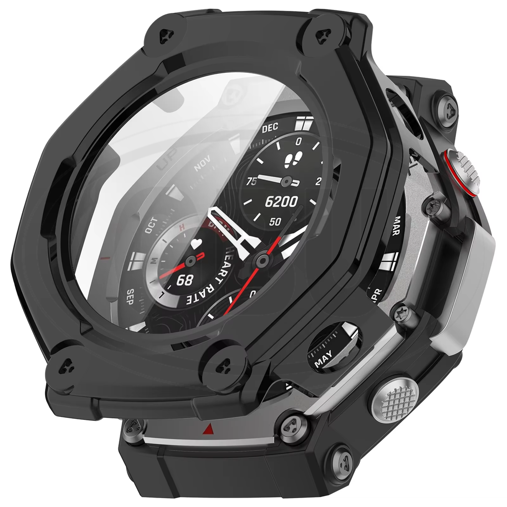Amazfit T-Rex 3 Pro 44mm / T-Rex 3 Pro 48mm Sarung Full Built-in Tempered Glass / Sarung Half Silikon - No Screen