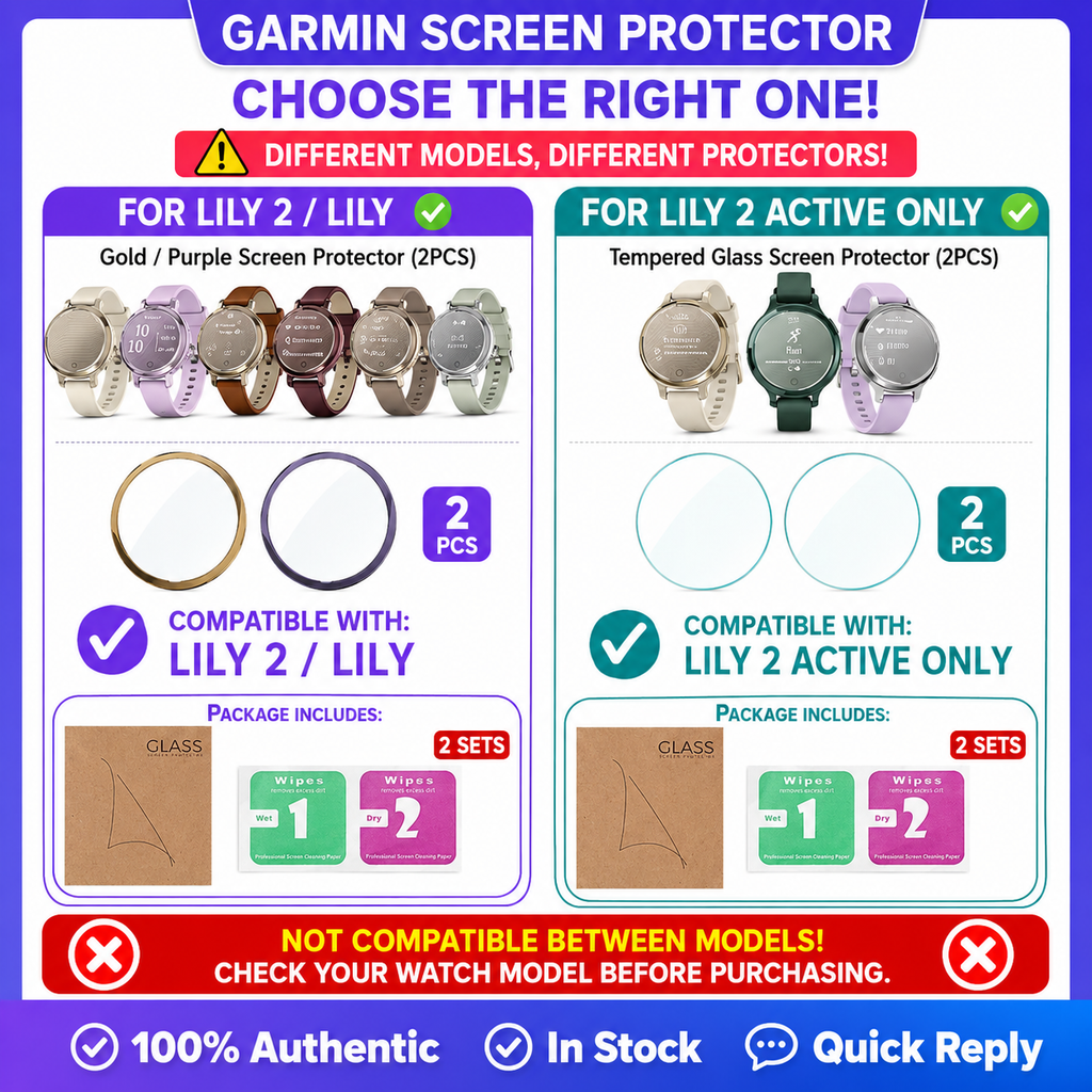 [2pcs] Garmin Lily 2 Active / Garmin Lily 2 Screen Protector HD Tempered Glass