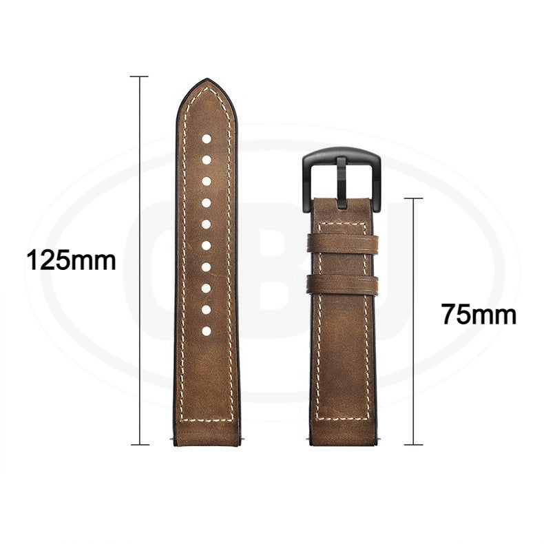 Genuine Leather Watch Band Strap for model Amazfit / Coros / Fossil / Garmin / Huawei / Realme / Samsung / Xiaomi / Mobvoi