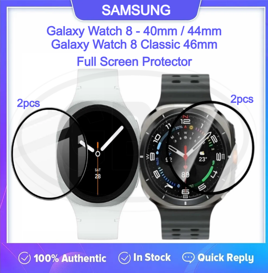 [2pcs] Samsung Galaxy Watch 8 40mm / Samsung 8 44mm / Samsung 8 Classic 3D Full Cover Screen Protector - Full Screen