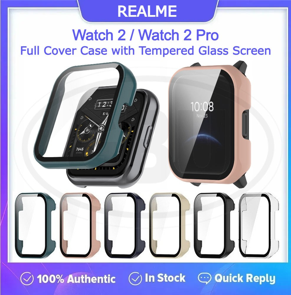 Realme Watch 2 / Realme Watch 2 Pro 2-in-1 Full Cover Case with Tempered Glass Protector Screen