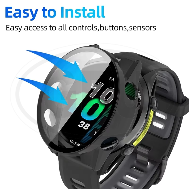 Garmin Forerunner 970 / Forerunner 970 Sarung Full Built-in Tempered Glass / Sarung Half Silikon - No Screen