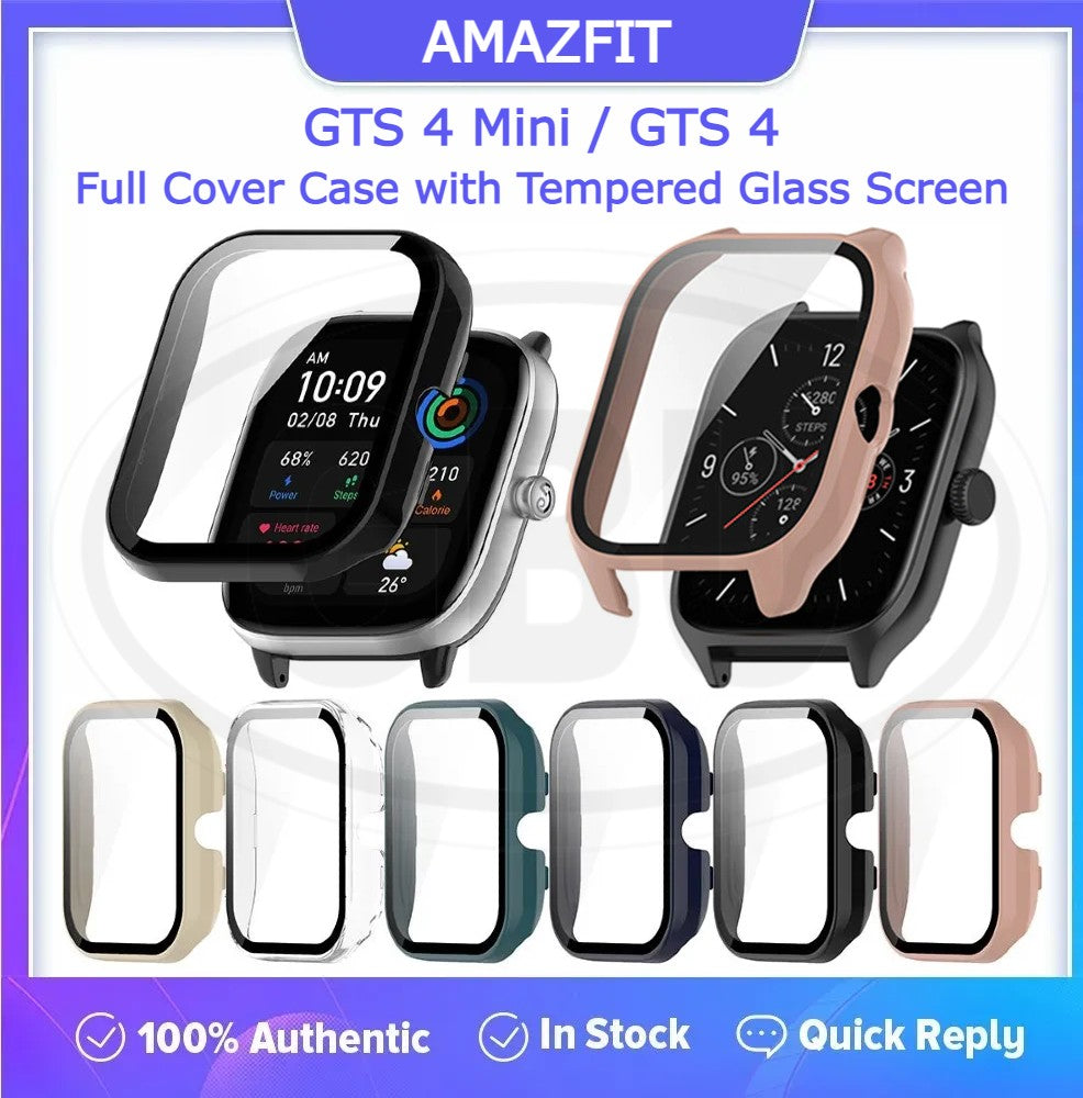 Amazfit GTS 4 Mini / GTS 4 / GTS4 Mini / GTS4 2-in-1 Full Cover Case with Tempered Glass Protector Screen