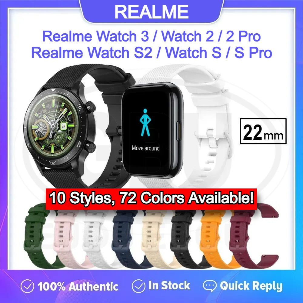 Realme Watch 3 / Wach 3 Pro / Watch 2 / Watch 2 Pro / Watch S2 / Watch S Pro Watch Band Strap - 22mm Full Color Buckle