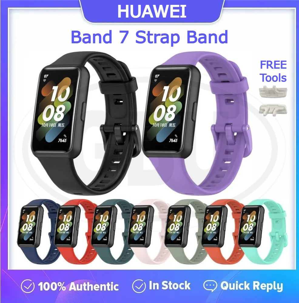 Huawei Band 7 / Huawei Band7 Smart Watch Soft Silicone Replacement Strap Band - Full Color Buckle