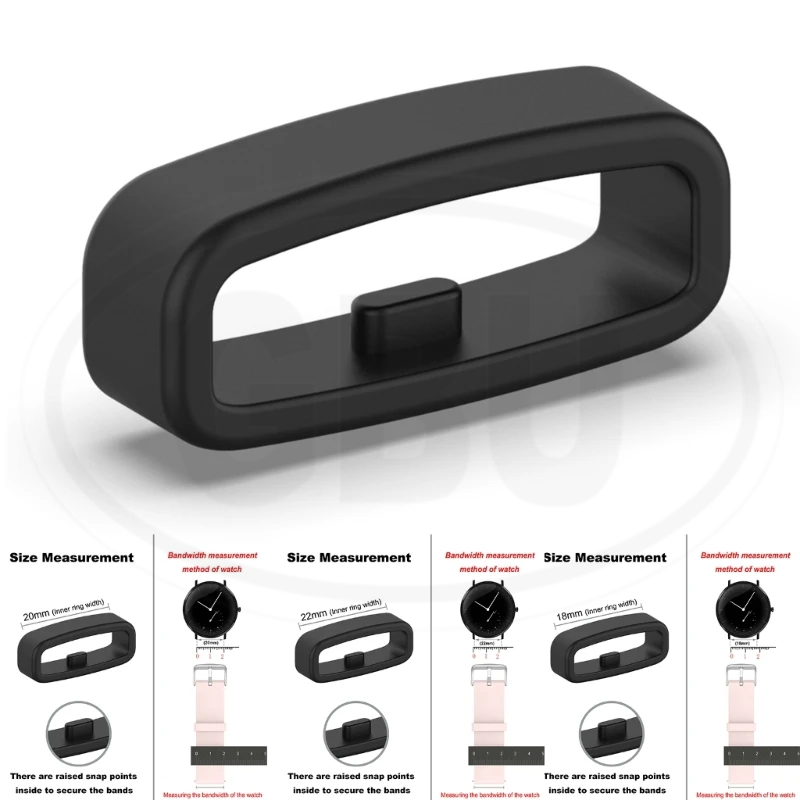 Rubber Silicone Watch Band Strap Ring Loop Holder Watch Strap Keeper Free Loop Strap Loop Keeper - 18mm / 20mm / 22mm
