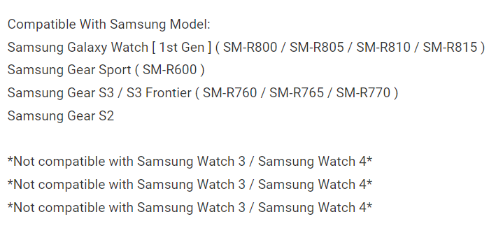 Samsung Galaxy Watch / Gear Sport / Gear S2 / Gear S3 / R760 / R765 / R770 / R800 Dock Charger Wireless Charging Cable