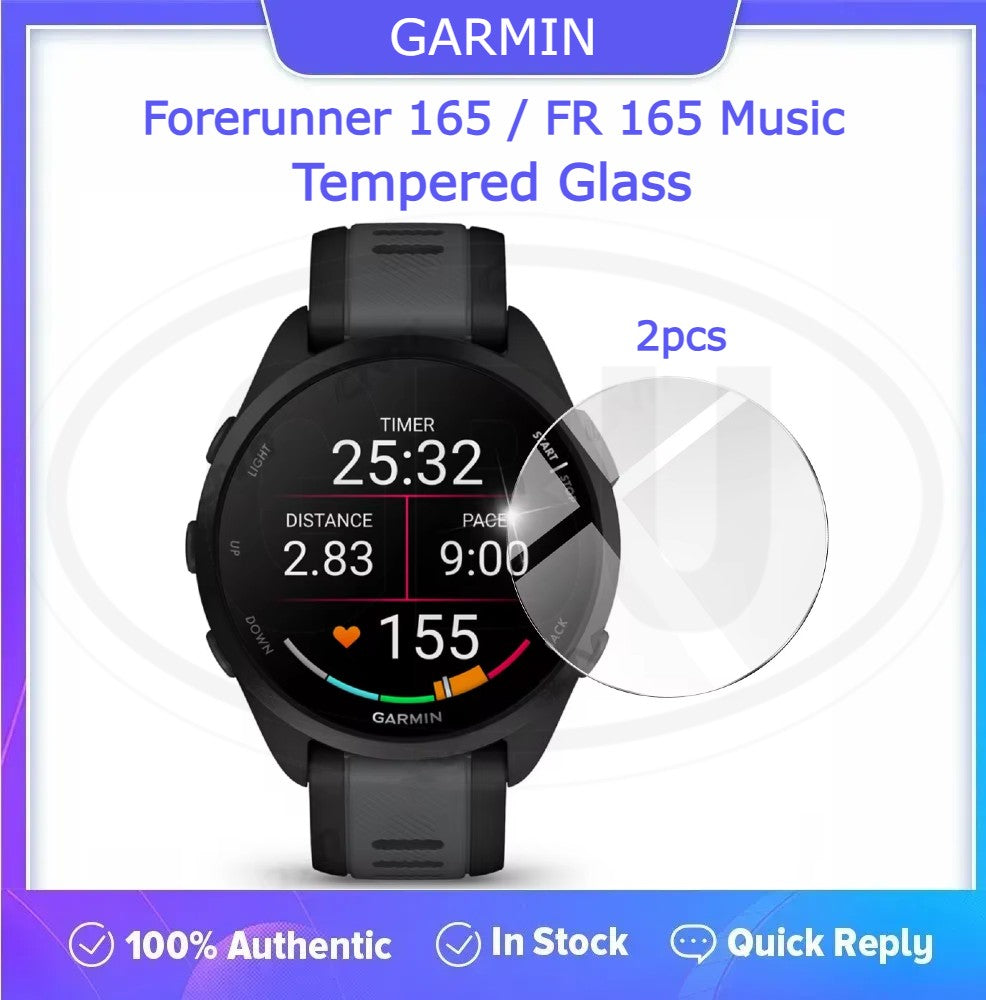 [2pcs] Garmin Forerunner 165 Music / Forerunner 165 / FR165 Screen Protector HD Tempered Glass