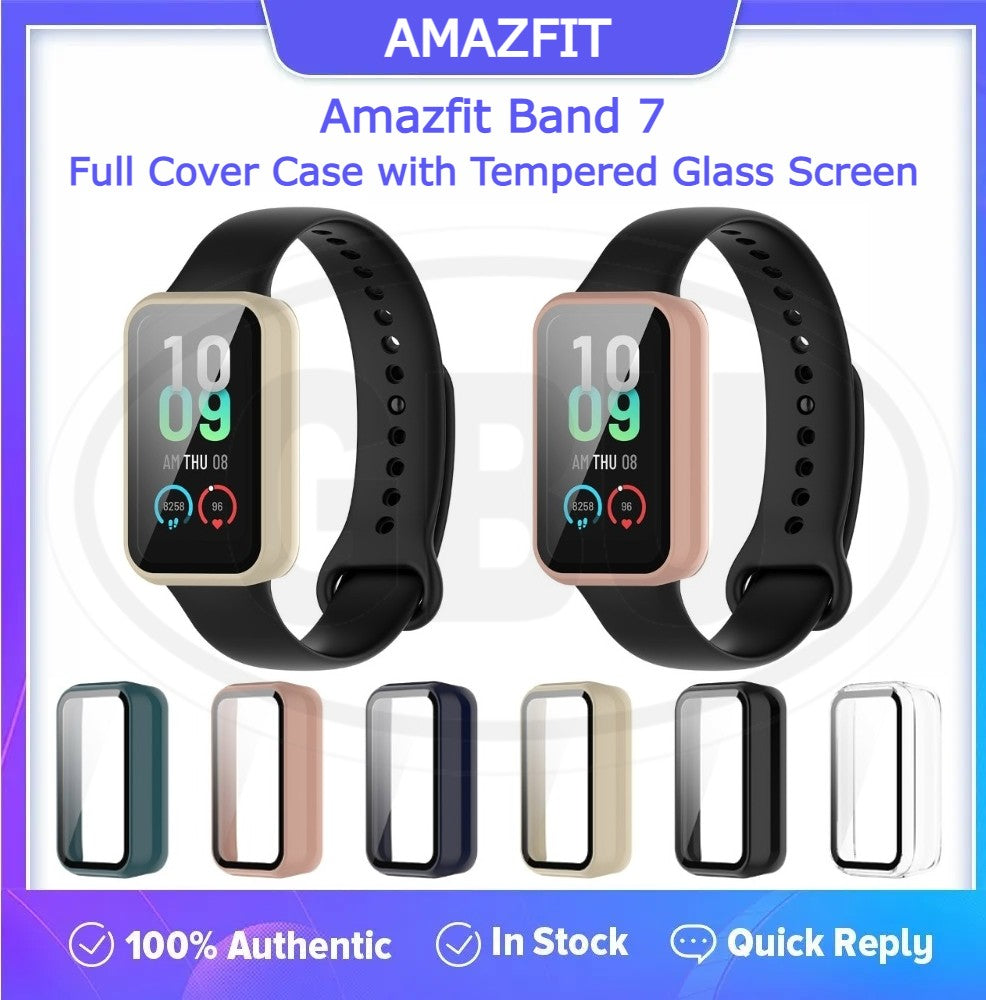 Compatible with Amazfit Band 7 Sarung Full Built-in Tempered Glass Cover (NOT ORIGINAL)