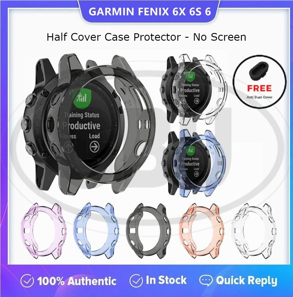 Garmin Fenix 6X / Fenix 6S / Fenix 6 TPU Half Cover Protector Case - No Screen