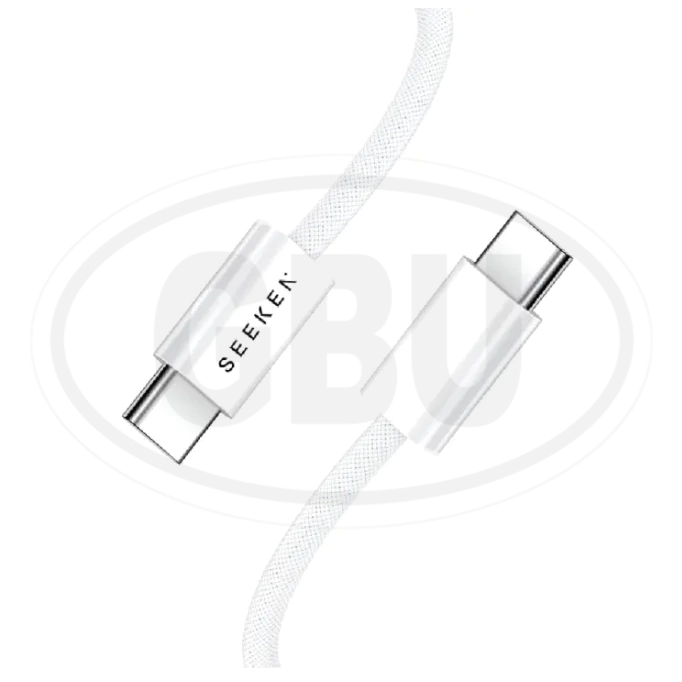Compatible with SEEKEN 65W Type C to C Charging Cable 1M Fast Charge Braided Anti Bending Premium Quality White