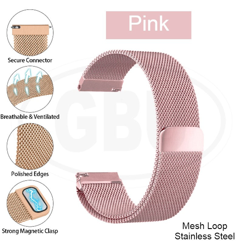 Milan Stainless Steel Mesh Loop Watch Strap Band for model Amazfit / Coros / Fossil / Garmin / Huawei / Realme / Samsung
