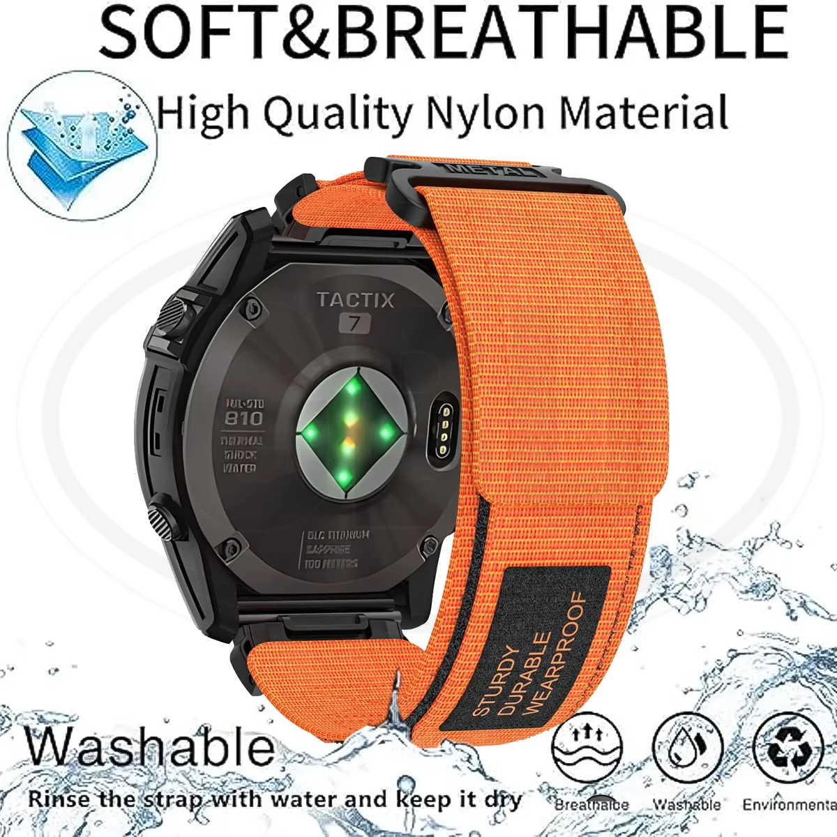 Garmin Nylon Watch Strap for Fenix E 8 47mm 7 6 5 / Instinct 2 / Forerunner 965 / FR955/FR945/FR935 QuickFit Watch Band