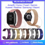 Milan Stainless Steel Mesh Loop Watch Strap Band for model Amazfit / Coros / Fossil / Garmin / Huawei / Realme / Samsung