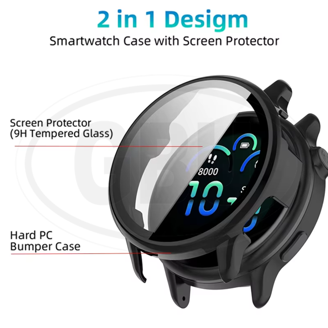 Garmin Vivoactive 6 Sarung Full Built-in Tempered Glass / Sarung Half Silikon - No Screen  PERCUMA Anti-Dust Cover