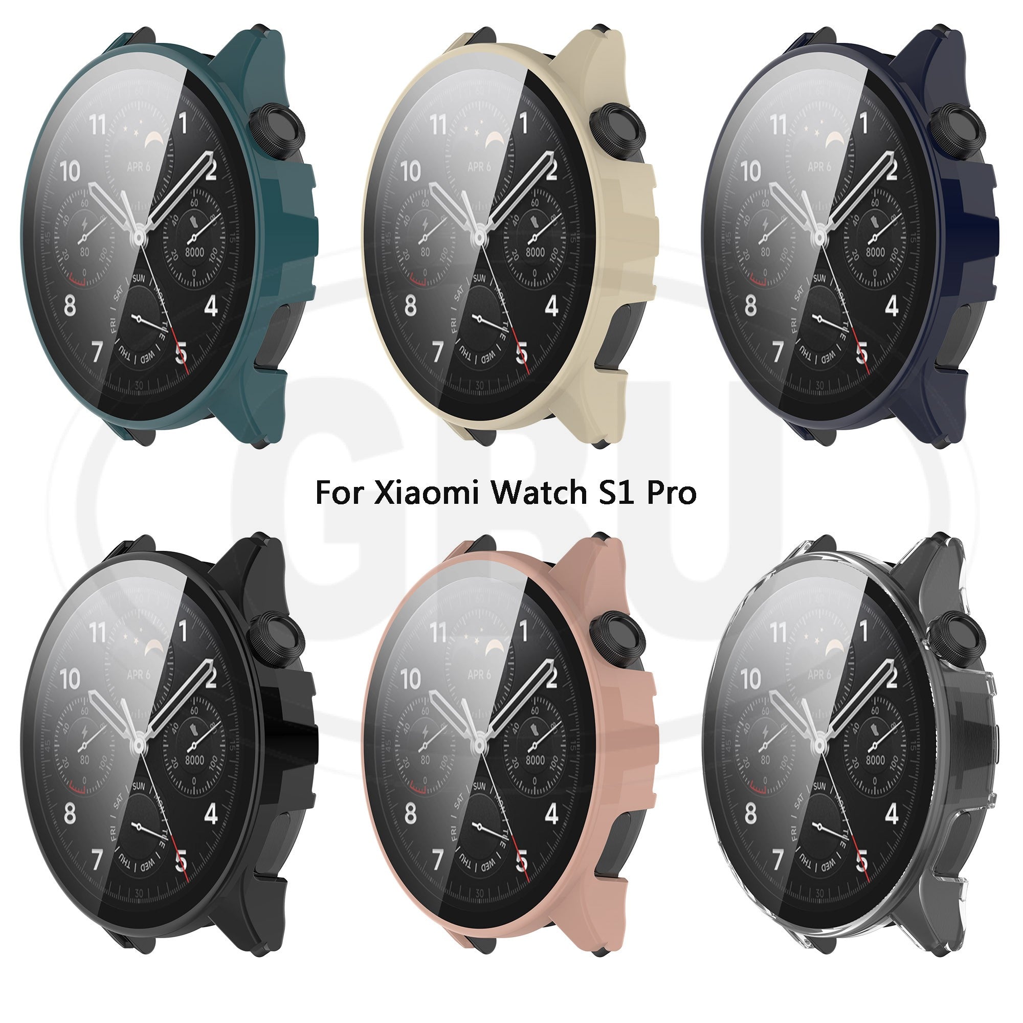 Xiaomi Watch S1 Pro / Mi Watch S1 Pro 2-in-1 Full Cover Case with Tempered Glass Protector Screen