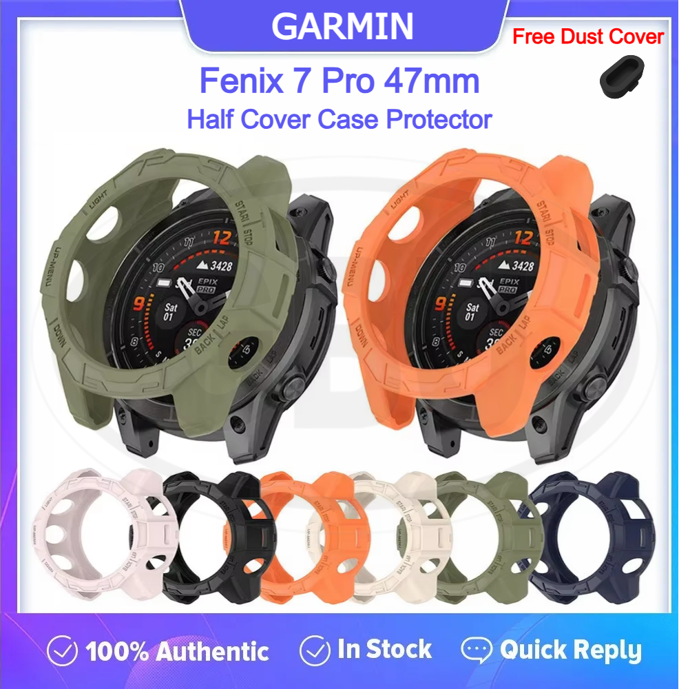 Garmin Fenix 7 Pro 47mm / Fenix 7 Pro 47mm Sarung Half Silikon - No Screen  PERCUMA Anti-Dust Cover