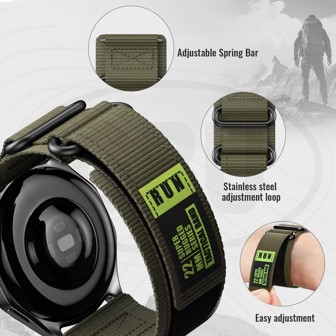 Nylon Watch Band Strap for model Amazfit / Coros / Fossil / Garmin / Huawei / Realme / Samsung / Xiaomi