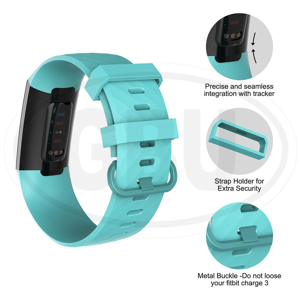 Fitbit Charge 3 4 Smart Watch Soft Silicone Replacement Band Strap - Small and Large size