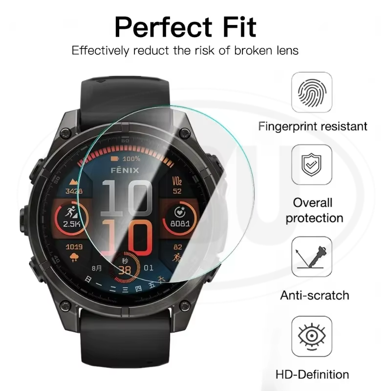 [2pcs] Garmin Fenix E / Fenix 8 Solar 51 47mm / Fenix 8 47 51 43mm Screen Protector HD Tempered Glass